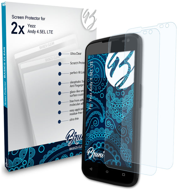 Bruni Basics-Clear Displayschutzfolie für Yezz Andy 4.5EL LTE