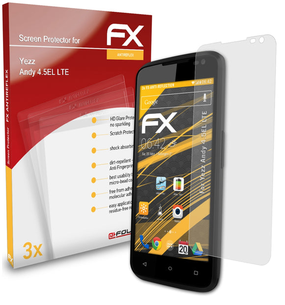 atFoliX FX-Antireflex Displayschutzfolie für Yezz Andy 4.5EL LTE