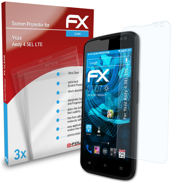 atFoliX FX-Clear Schutzfolie für Yezz Andy 4.5EL LTE