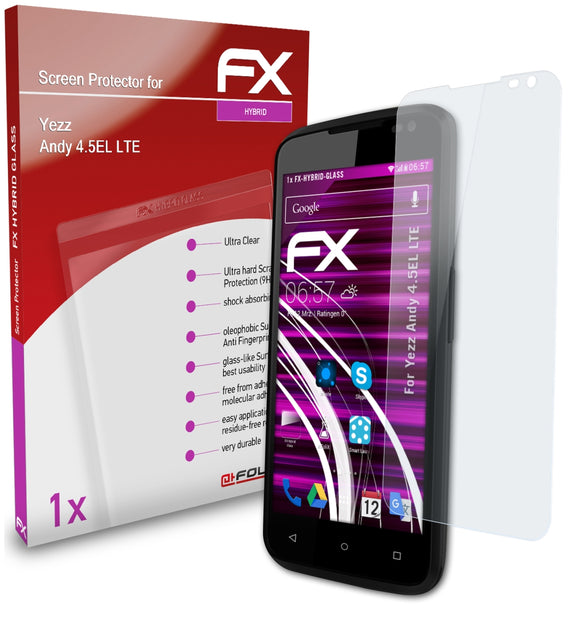 atFoliX FX-Hybrid-Glass Panzerglasfolie für Yezz Andy 4.5EL LTE