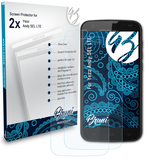 Bruni Basics-Clear Displayschutzfolie für Yezz Andy 5EL LTE