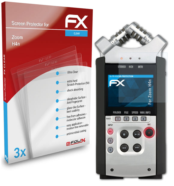 atFoliX FX-Clear Schutzfolie für Zoom H4n