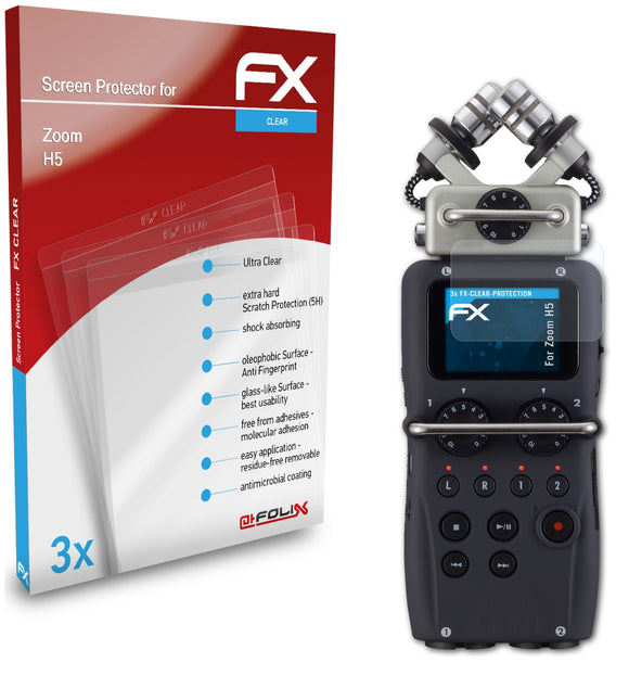atFoliX FX-Clear Schutzfolie für Zoom H5