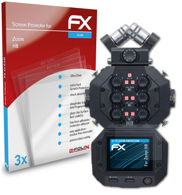 atFoliX FX-Clear Schutzfolie für Zoom H8