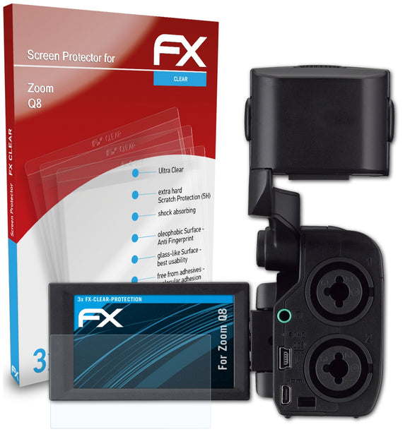 atFoliX FX-Clear Schutzfolie für Zoom Q8
