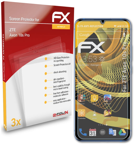 atFoliX FX-Antireflex Displayschutzfolie für ZTE Axon 10s Pro