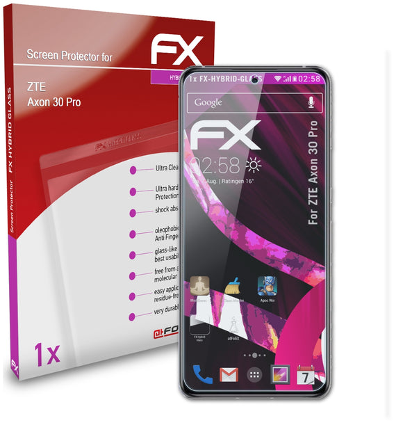 atFoliX FX-Hybrid-Glass Panzerglasfolie für ZTE Axon 30 Pro