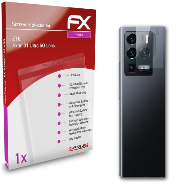 atFoliX FX-Hybrid-Glass Panzerglasfolie für ZTE Axon 31 Ultra 5G Lens