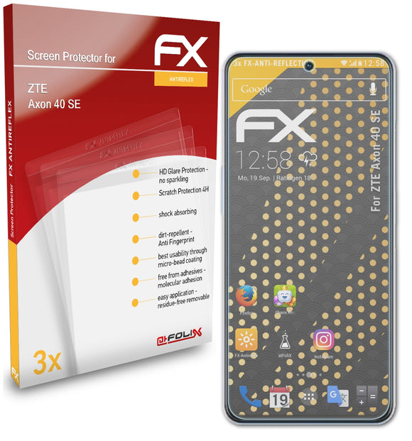 atFoliX FX-Antireflex Displayschutzfolie für ZTE Axon 40 SE