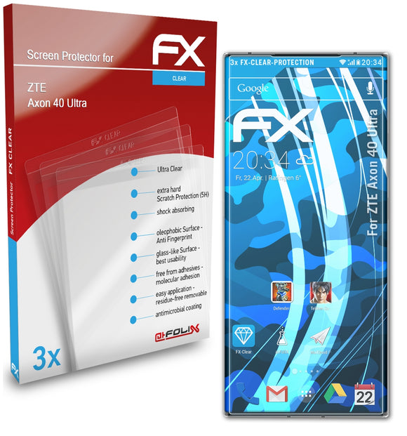 atFoliX FX-Clear Schutzfolie für ZTE Axon 40 Ultra