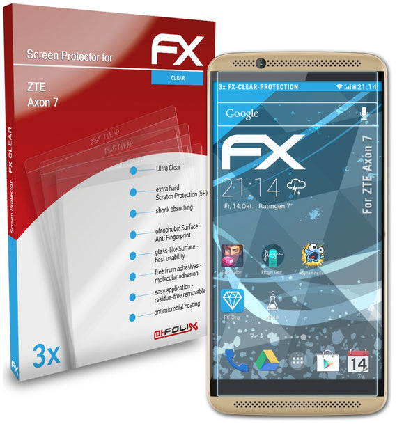 atFoliX FX-Clear Schutzfolie für ZTE Axon 7
