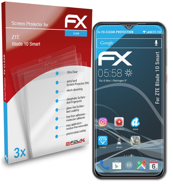 atFoliX FX-Clear Schutzfolie für ZTE Blade 10 Smart