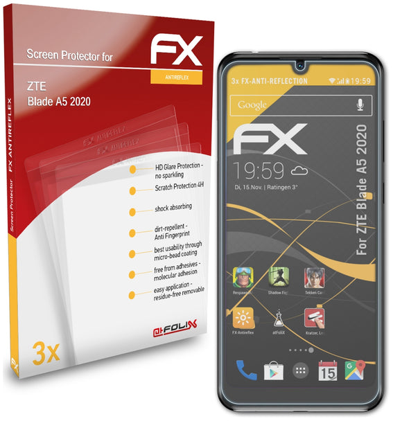 atFoliX FX-Antireflex Displayschutzfolie für ZTE Blade A5 (2020)