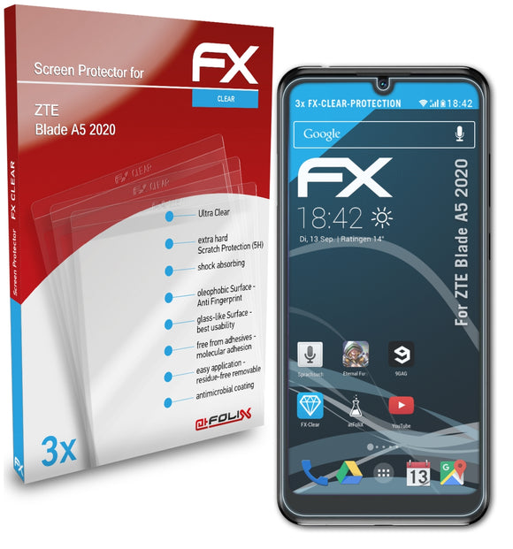 atFoliX FX-Clear Schutzfolie für ZTE Blade A5 (2020)