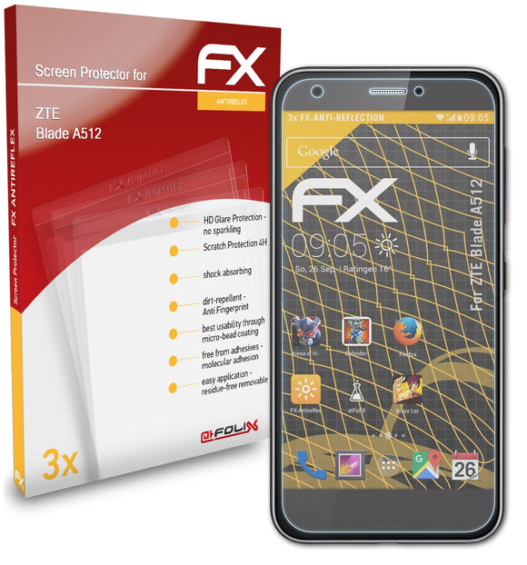atFoliX FX-Antireflex Displayschutzfolie für ZTE Blade A512