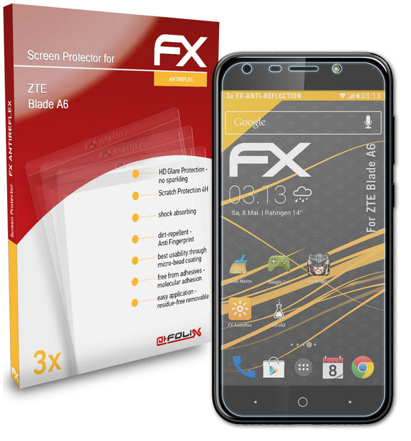 atFoliX FX-Antireflex Displayschutzfolie für ZTE Blade A6