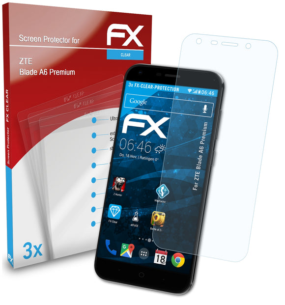 atFoliX FX-Clear Schutzfolie für ZTE Blade A6 Premium