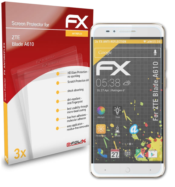 atFoliX FX-Antireflex Displayschutzfolie für ZTE Blade A610