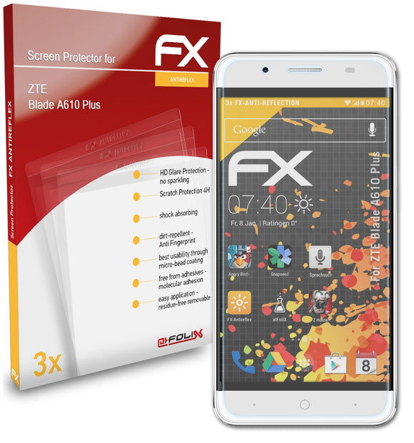 atFoliX FX-Antireflex Displayschutzfolie für ZTE Blade A610 Plus