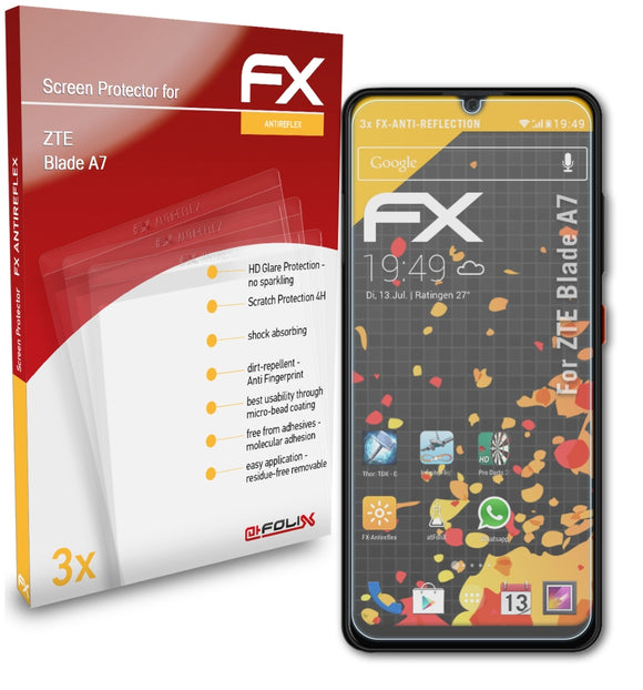 atFoliX FX-Antireflex Displayschutzfolie für ZTE Blade A7