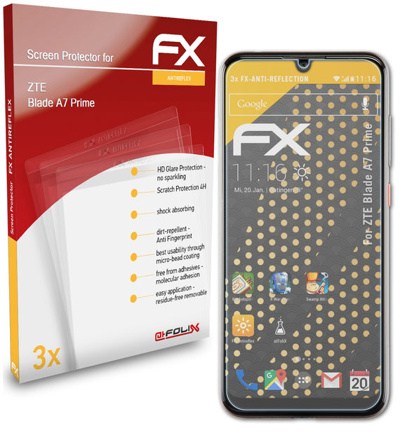 atFoliX FX-Antireflex Displayschutzfolie für ZTE Blade A7 Prime
