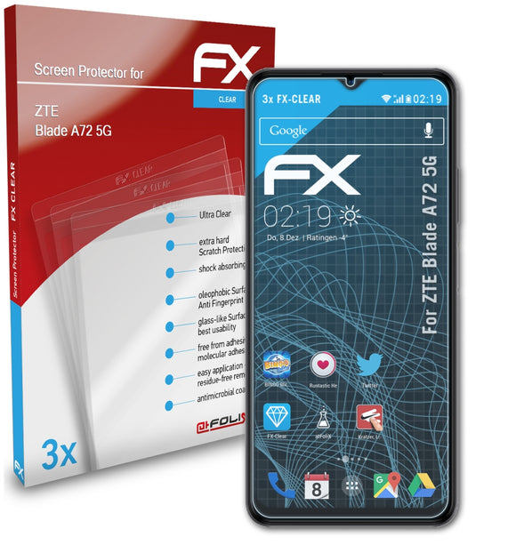 atFoliX FX-Clear Schutzfolie für ZTE Blade A72 5G