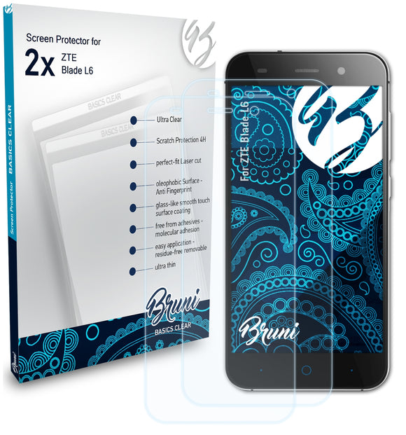 Bruni Basics-Clear Displayschutzfolie für ZTE Blade L6