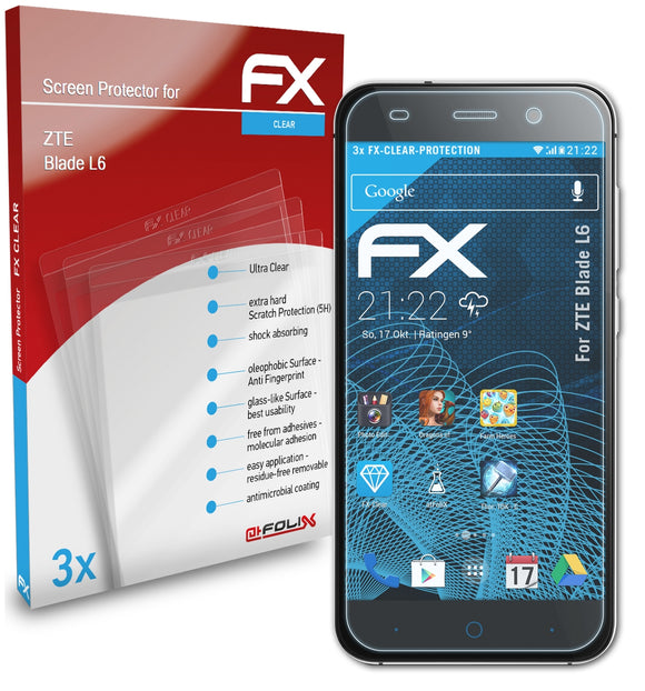 atFoliX FX-Clear Schutzfolie für ZTE Blade L6