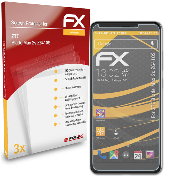 atFoliX FX-Antireflex Displayschutzfolie für ZTE Blade Max 2s (Z6410S)