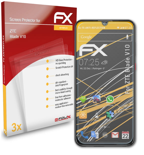 atFoliX FX-Antireflex Displayschutzfolie für ZTE Blade V10