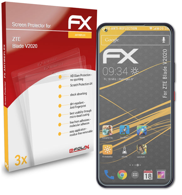 atFoliX FX-Antireflex Displayschutzfolie für ZTE Blade V2020