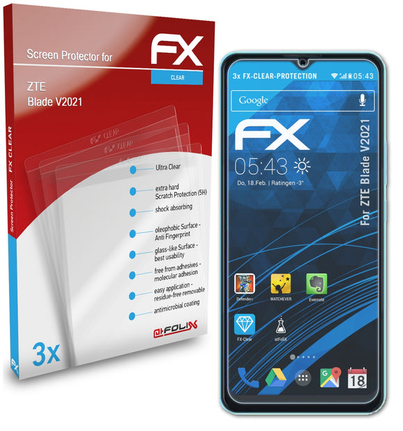 atFoliX FX-Clear Schutzfolie für ZTE Blade V2021