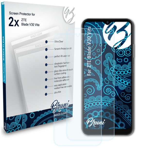 Bruni Basics-Clear Displayschutzfolie für ZTE Blade V30 Vita
