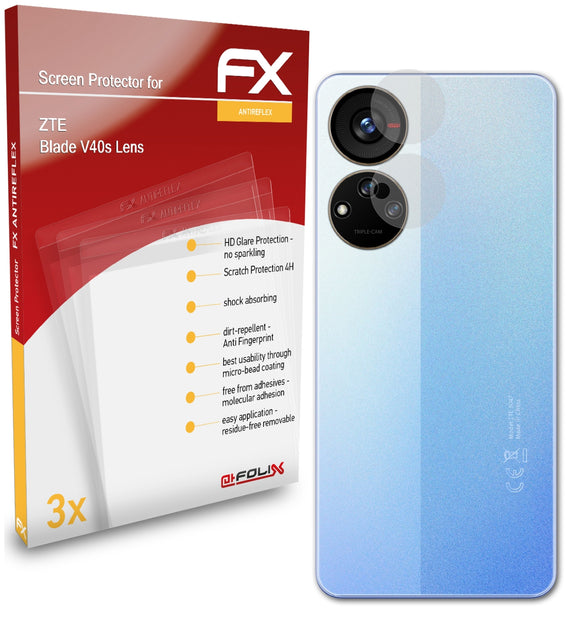 atFoliX FX-Antireflex Displayschutzfolie für ZTE Blade V40s Lens