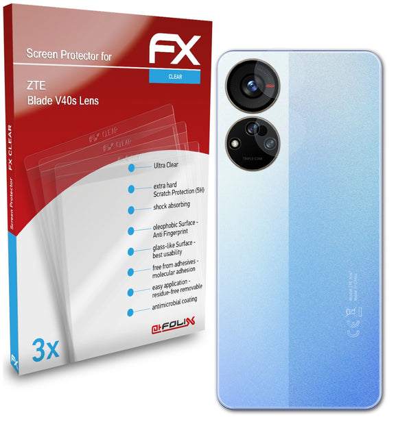 atFoliX FX-Clear Schutzfolie für ZTE Blade V40s Lens