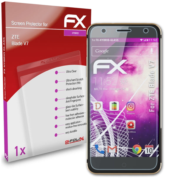 atFoliX FX-Hybrid-Glass Panzerglasfolie für ZTE Blade V7