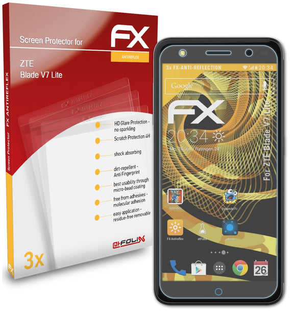 atFoliX FX-Antireflex Displayschutzfolie für ZTE Blade V7 Lite