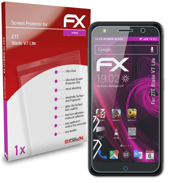 atFoliX FX-Hybrid-Glass Panzerglasfolie für ZTE Blade V7 Lite