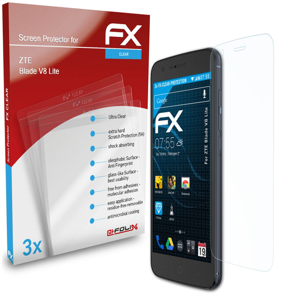 atFoliX FX-Clear Schutzfolie für ZTE Blade V8 Lite