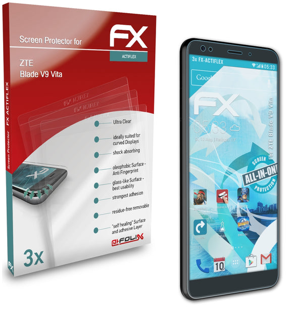atFoliX FX-ActiFleX Displayschutzfolie für ZTE Blade V9 Vita