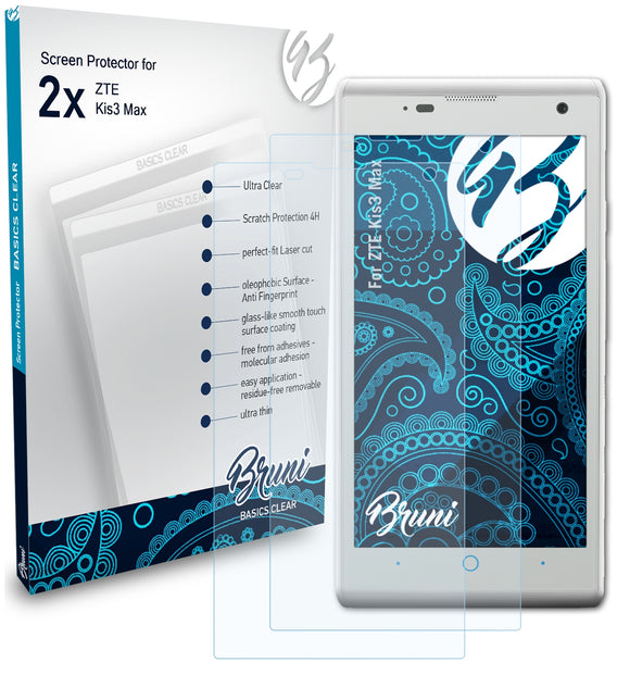 Bruni Basics-Clear Displayschutzfolie für ZTE Kis3 Max
