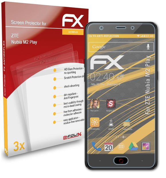 atFoliX FX-Antireflex Displayschutzfolie für ZTE Nubia M2 Play