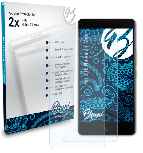 Bruni Basics-Clear Displayschutzfolie für ZTE Nubia Z7 Max