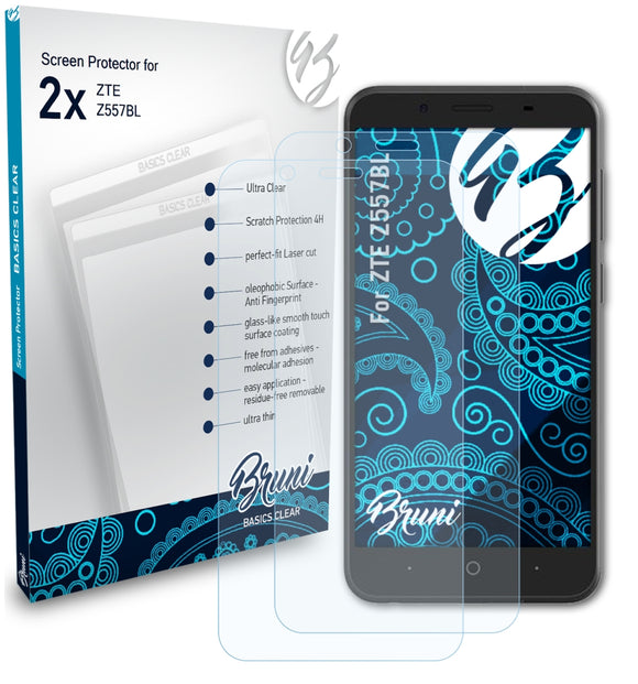 Bruni Basics-Clear Displayschutzfolie für ZTE Z557BL